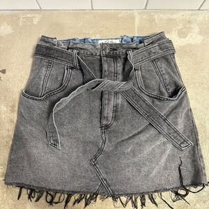 Free People Black Denim Skirt